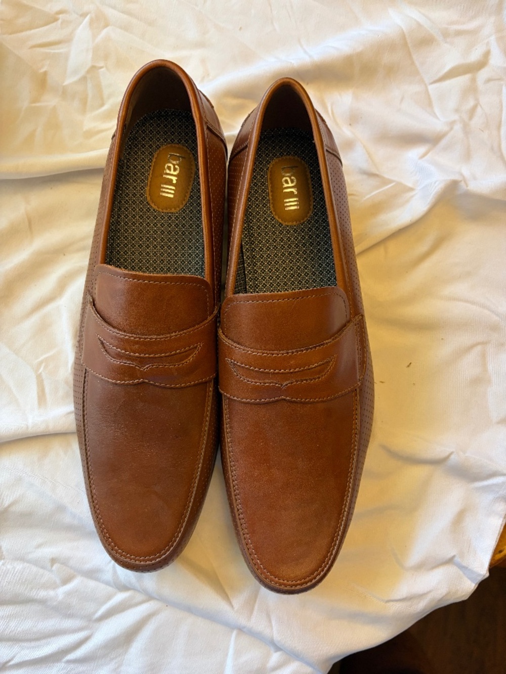 Bar III Peyton perforated Tan Brown Penny Loafers size 12M